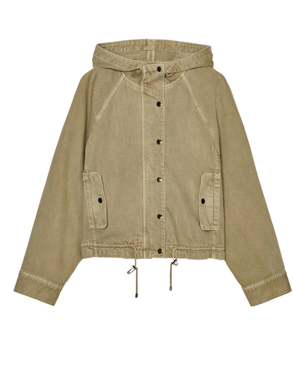 Zara Olive Hooded Bomber Jacket with Drawstring Hem - Picture 2 of 3